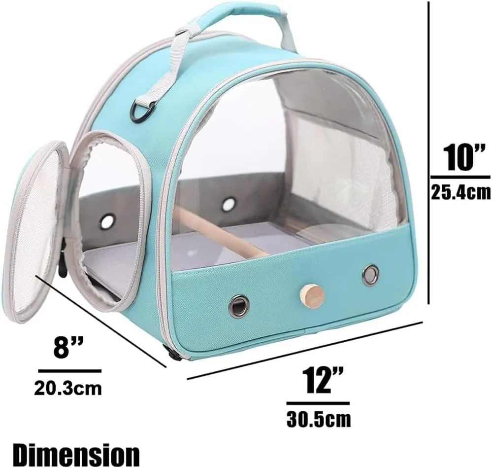 Small Bird Travel Cage Carrier, Portable Small Bird Parrot Parakeet Carrier with Standing Perch and Comfy Mat (NO Tray), Bird Carry Transport Bag for Vet Visit Shopping and Outdoor Adventure.