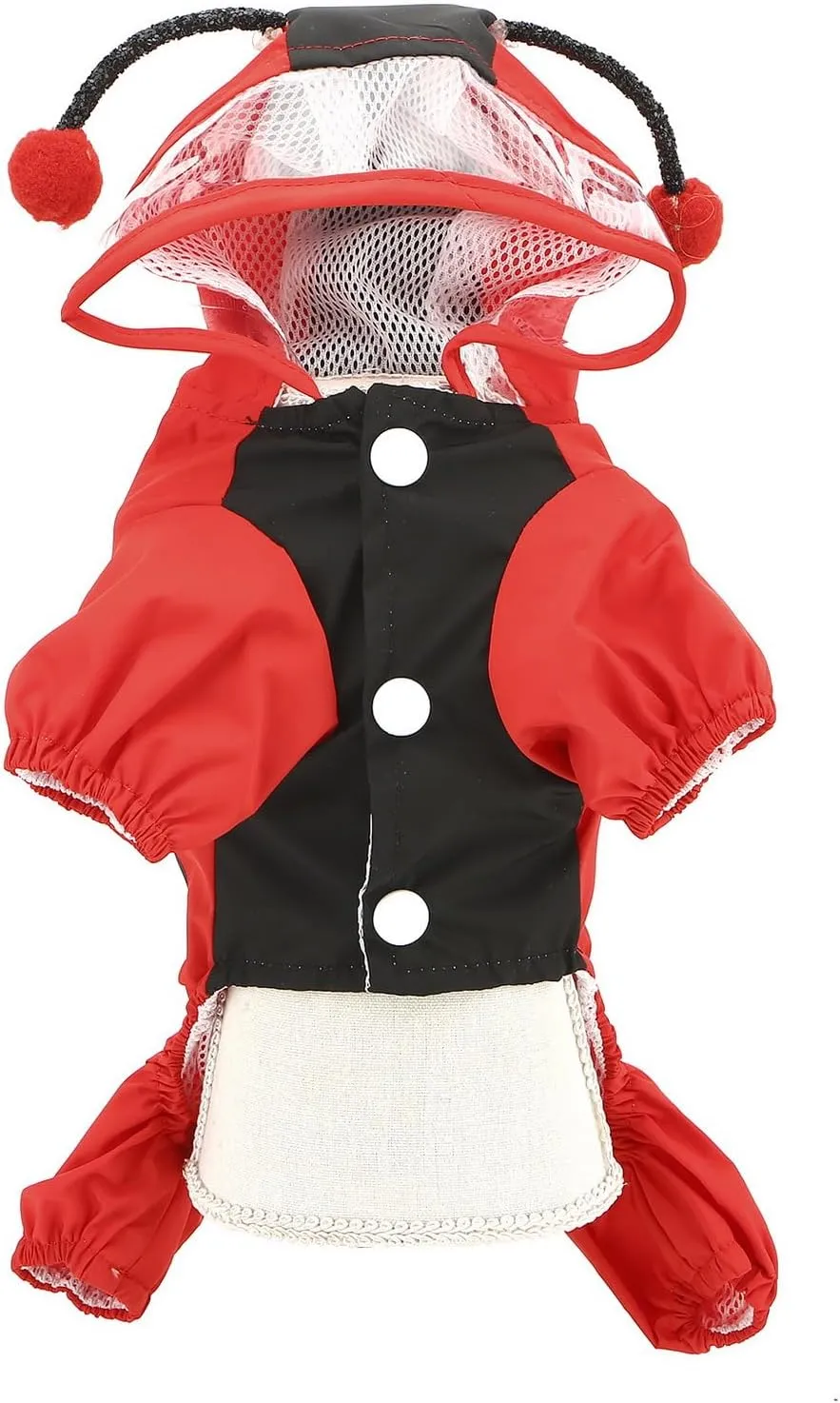 SMALLLEE_LUCKY_STORE Cute Ladybug Waterproof Dog Raincoats with Hood for Small Medium Dogs with Leash D-Ring Lightweight Pet Rain Jacket Puppy Poncho Chihuahua Clothes, Red, M
