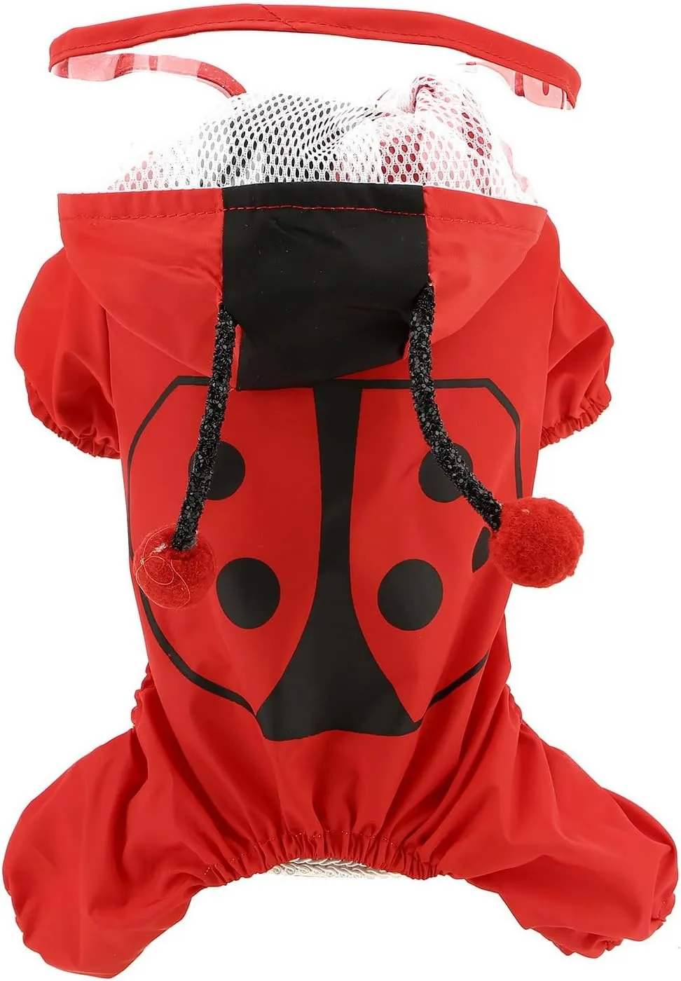 SMALLLEE_LUCKY_STORE Cute Ladybug Waterproof Dog Raincoats with Hood for Small Medium Dogs with Leash D-Ring Lightweight Pet Rain Jacket Puppy Poncho Chihuahua Clothes, Red, M
