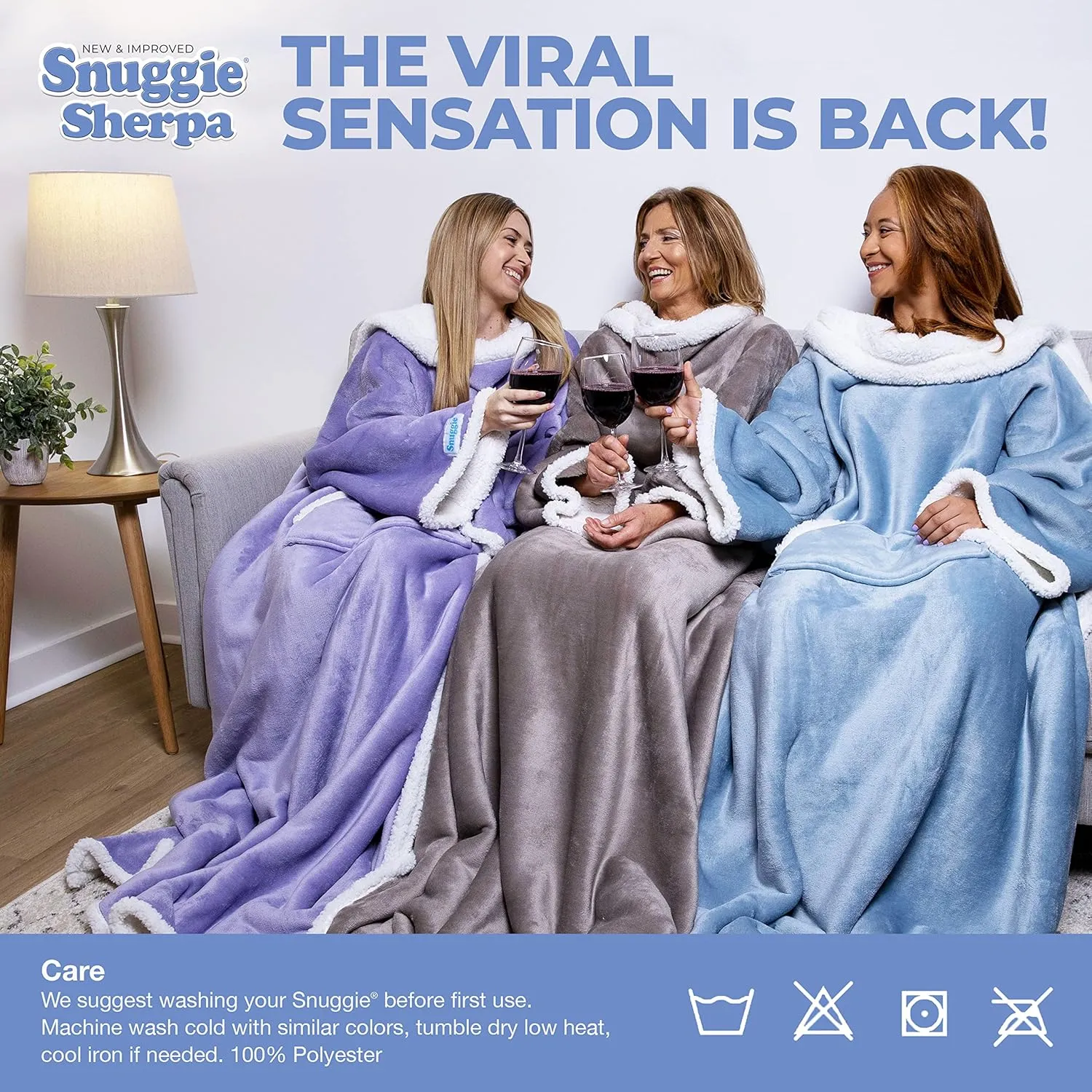 Snuggie Sherpa The Original Wearable Blanket With Sleeves For Adults| Functional Warm & Cozy Super Soft Charcoal