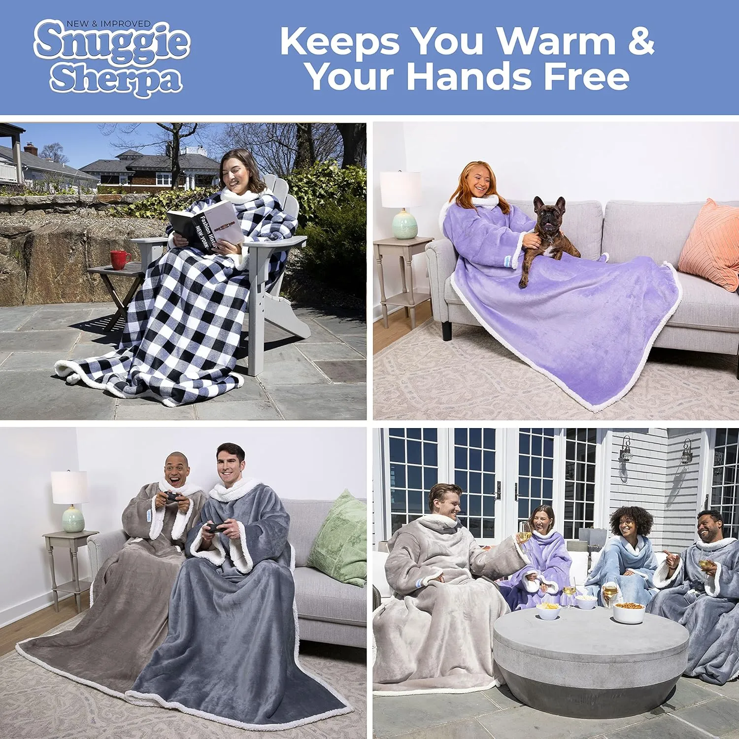 Snuggie Sherpa The Original Wearable Blanket With Sleeves For Adults| Functional Warm & Cozy Super Soft Charcoal
