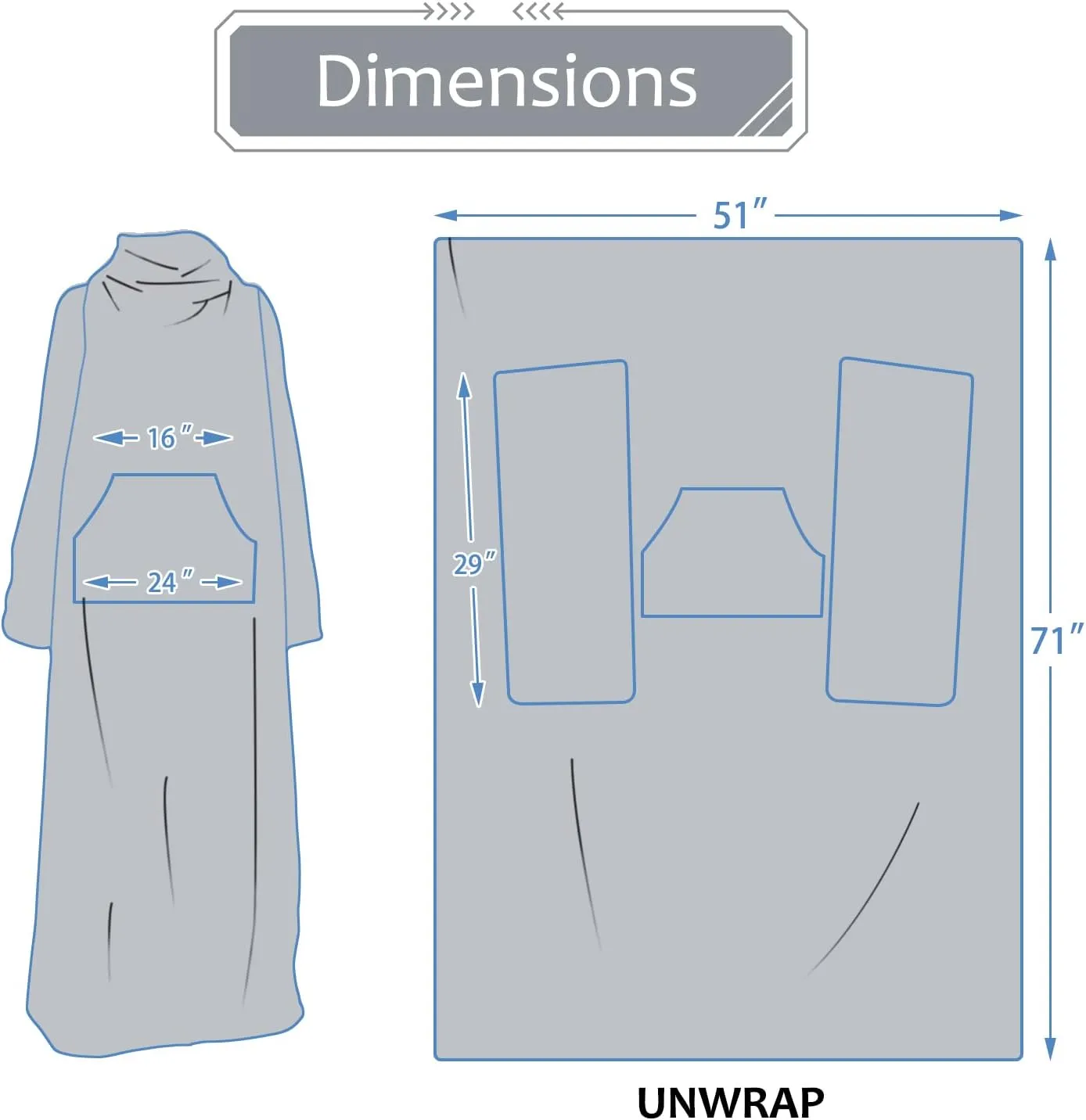 Solaris Travel Wearable Blanket with Sleeves, 2 in 1 Packable Airplane Pillow Blanket for Adult Women Men, Soft Cozy Warm Snuggy Body Blanket for Outdoor Indoor Home Lounge, Black