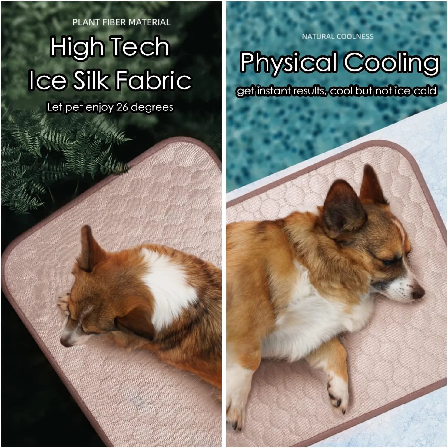 SOMOYA Dog Self Cooling Mat Pet Washable Cooling Pads Blanket Sleeping Kennel Mat,Ice Silk Sleep Mat Pad Non-Toxic Breathable Sleep Bed Beach for Large Dogs Cats (Coffee, 27.5x39.4 in)