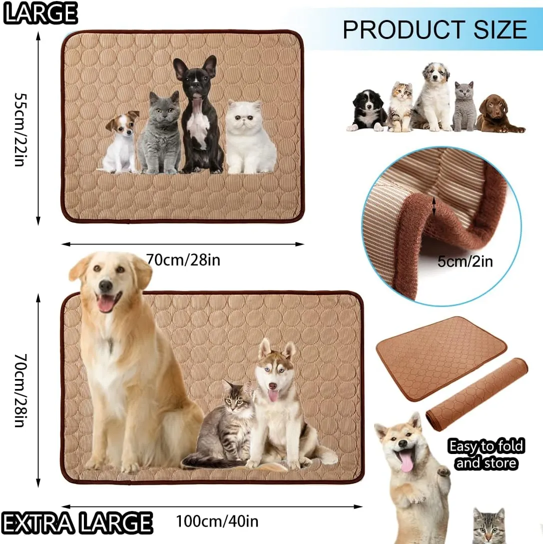 SOMOYA Dog Self Cooling Mat Pet Washable Cooling Pads Blanket Sleeping Kennel Mat,Ice Silk Sleep Mat Pad Non-Toxic Breathable Sleep Bed Beach for Large Dogs Cats (Coffee, 27.5x39.4 in)