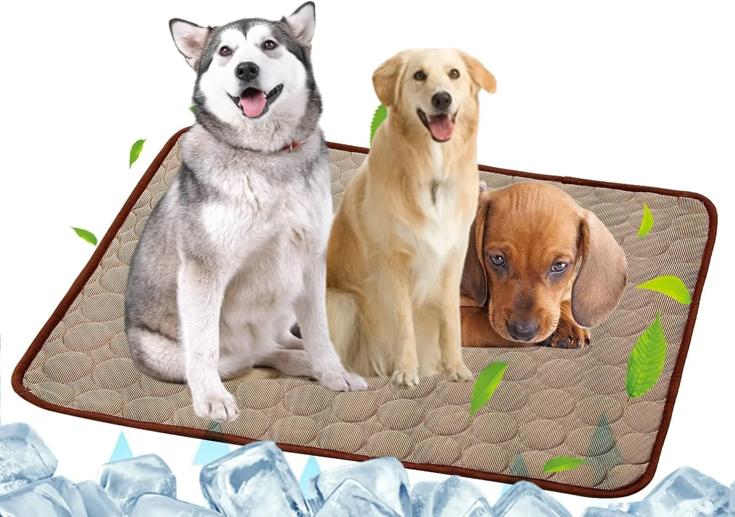 SOMOYA Dog Self Cooling Mat Pet Washable Cooling Pads Blanket Sleeping Kennel Mat,Ice Silk Sleep Mat Pad Non-Toxic Breathable Sleep Bed Beach for Large Dogs Cats (Coffee, 27.5x39.4 in)