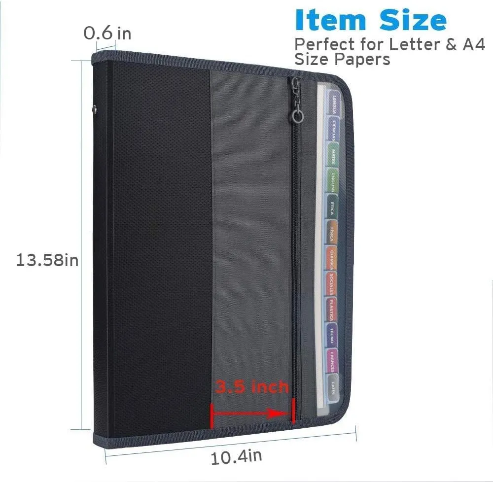 Sooez Accordion File Organizer with Safe Zipper, 12 Pocket Expanding File Folder with Front Pencil Pouch, Portable Monthly Paper Bill Tax Receipt Organizer, School Office Supplies, Letter Size, Grey