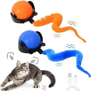 Speedy Tail 2.0 Cat Toy, Interactive Cat Toys for Indoor Cats, Automatic Moving Ball with Tail for Bored Indoor Adult Cats, Keep Them BusyOrange Blue