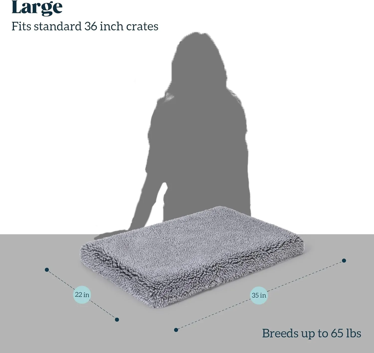 Stoutwool 4" Indestructible Dog Bed - Orthopedic Chew Proof Dog Crate Pad - Fluffy Kennel Mat for Aggressive Chewers - Ideal for Large Breeds & Fits 36-Inch Crate - 35"x22", Charcoal