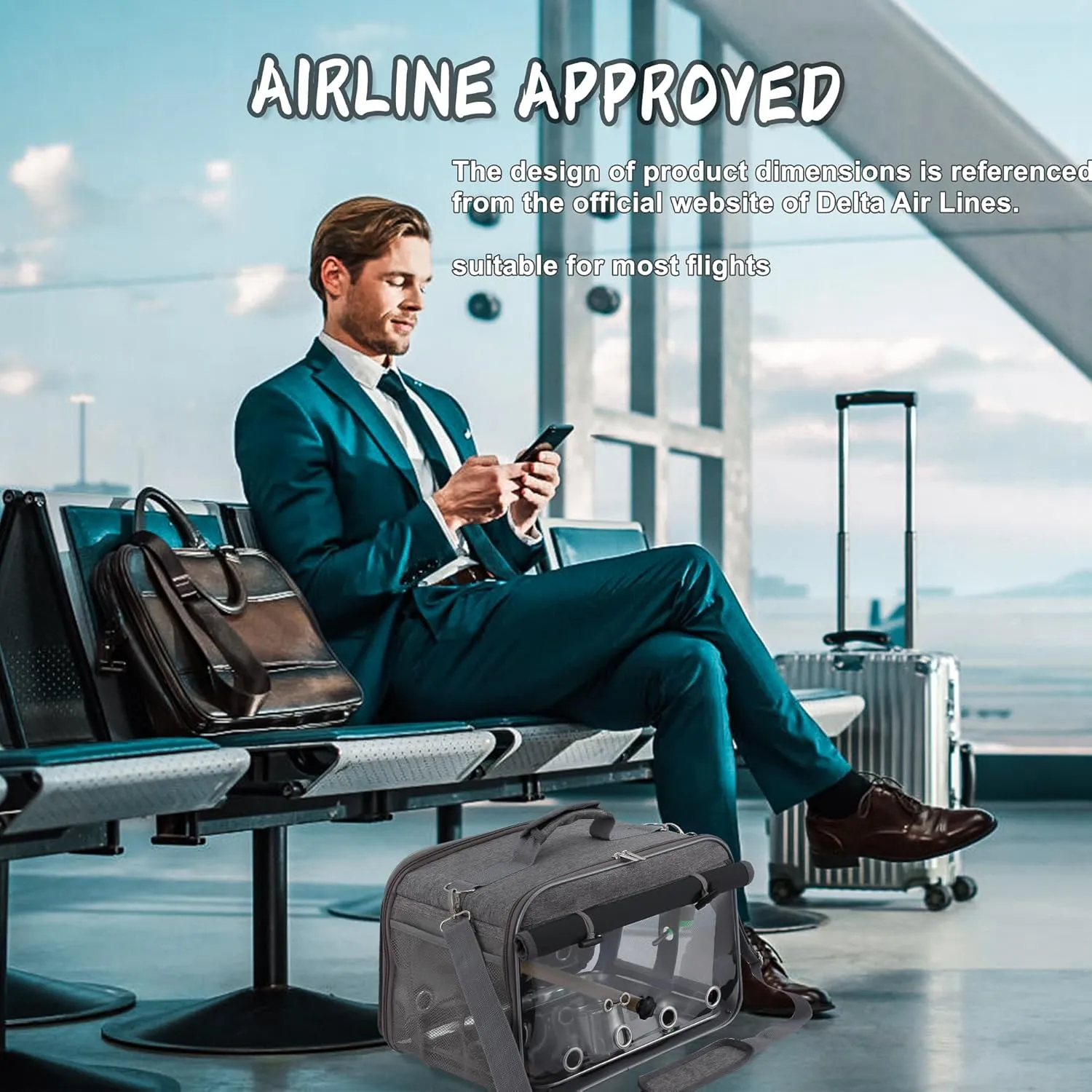 Suertree Bird Carrier Airline Approved, Travel Bird Cage with Indestructible Stainless Steel Mesh, Bird Travel Carrier Lightweight and Portable with Water Bottle and Bowl