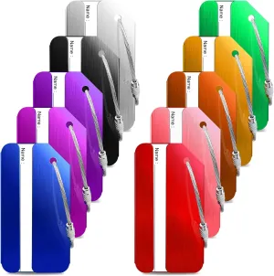 Suitcase Tag Luggage Tags Aluminum 10 Pack Tags for Luggage Identifier with Name Tag Address, Stainless Steel Loop Baggage Tags Suitable for Travel Luggage Travel Bag Suitcase Bag Backpack