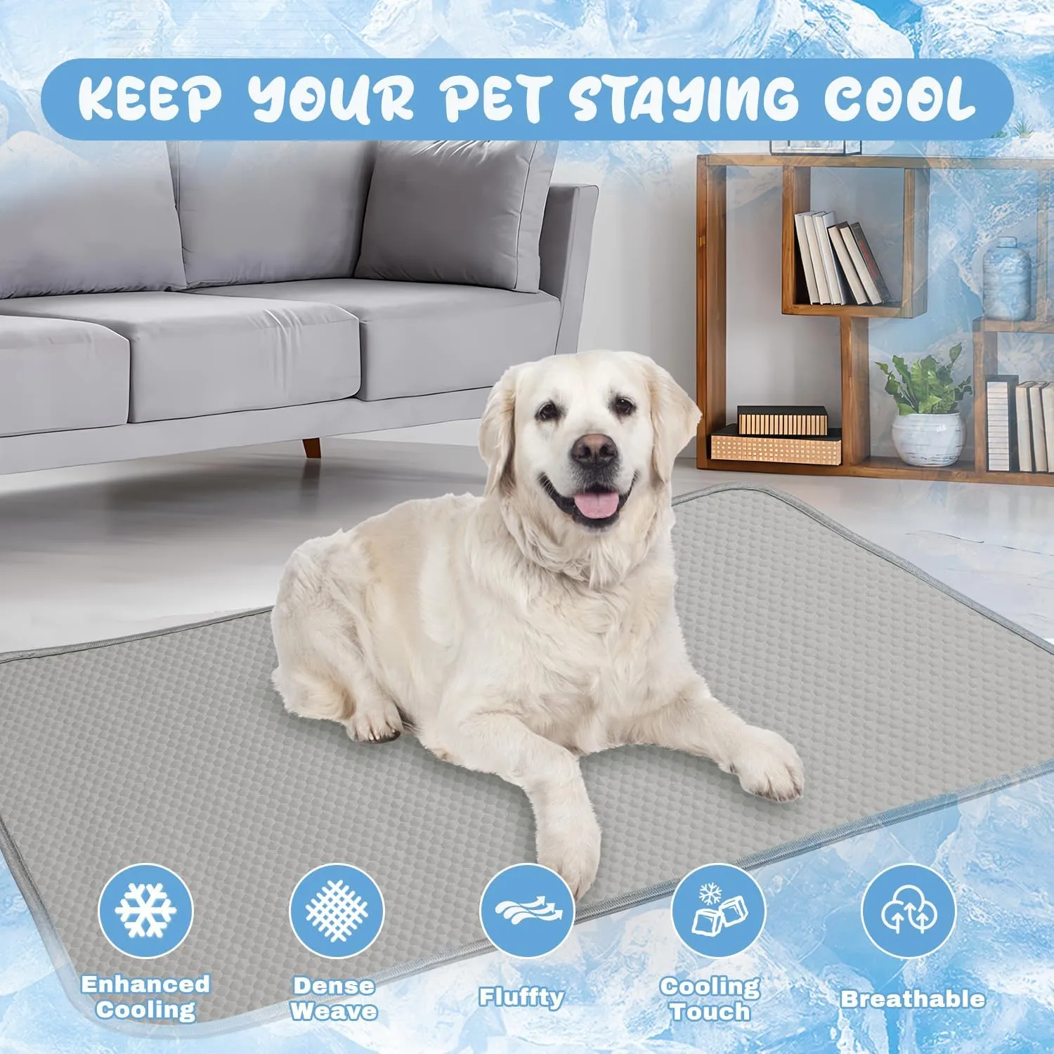 Summer Dog Cooling Mat Washable Ice Silk Self Cool Pad for Small Medium Large Dogs and Cats, Pet Sleeping Pad for Crate, Bed, Indoor & Outdoor Floor, Car Seats