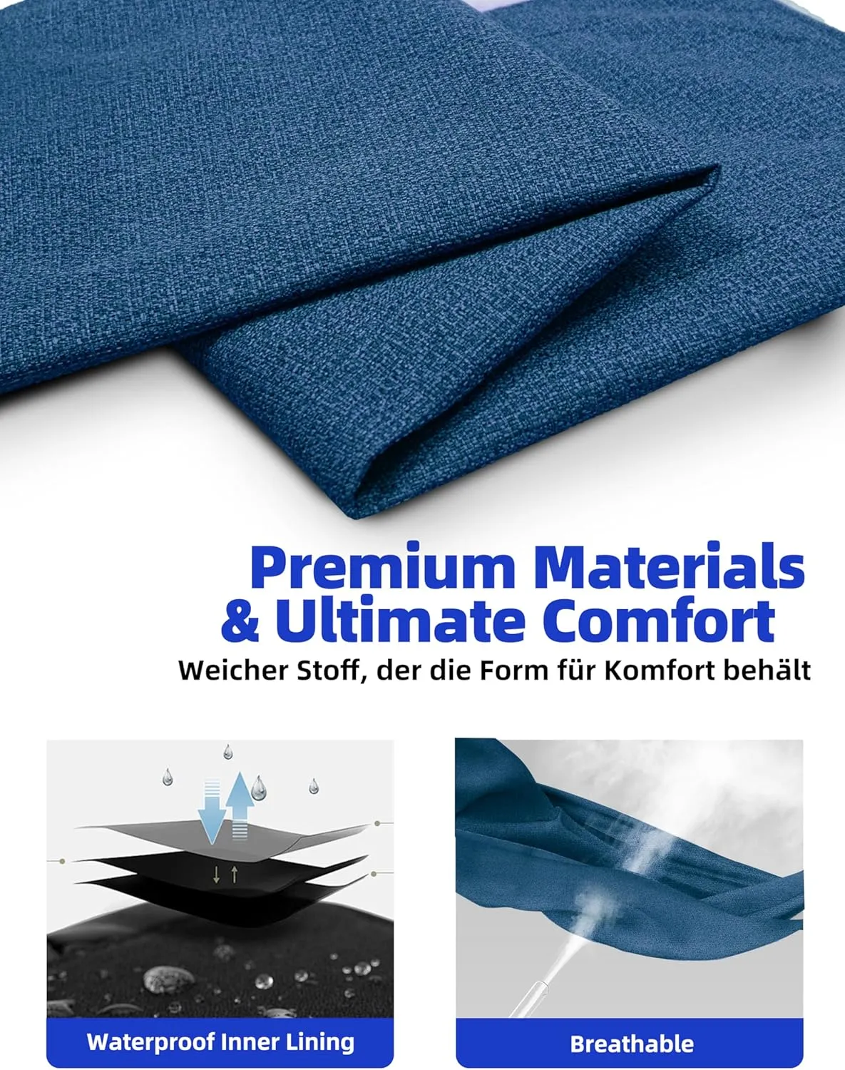 Sytopia 36" Chew-Proof Dog Bed, L, Outdoor Waterproof Pet Bed for Large Dogs, Washable, Orthopedic, Dog Crate Pad, Navy Blue