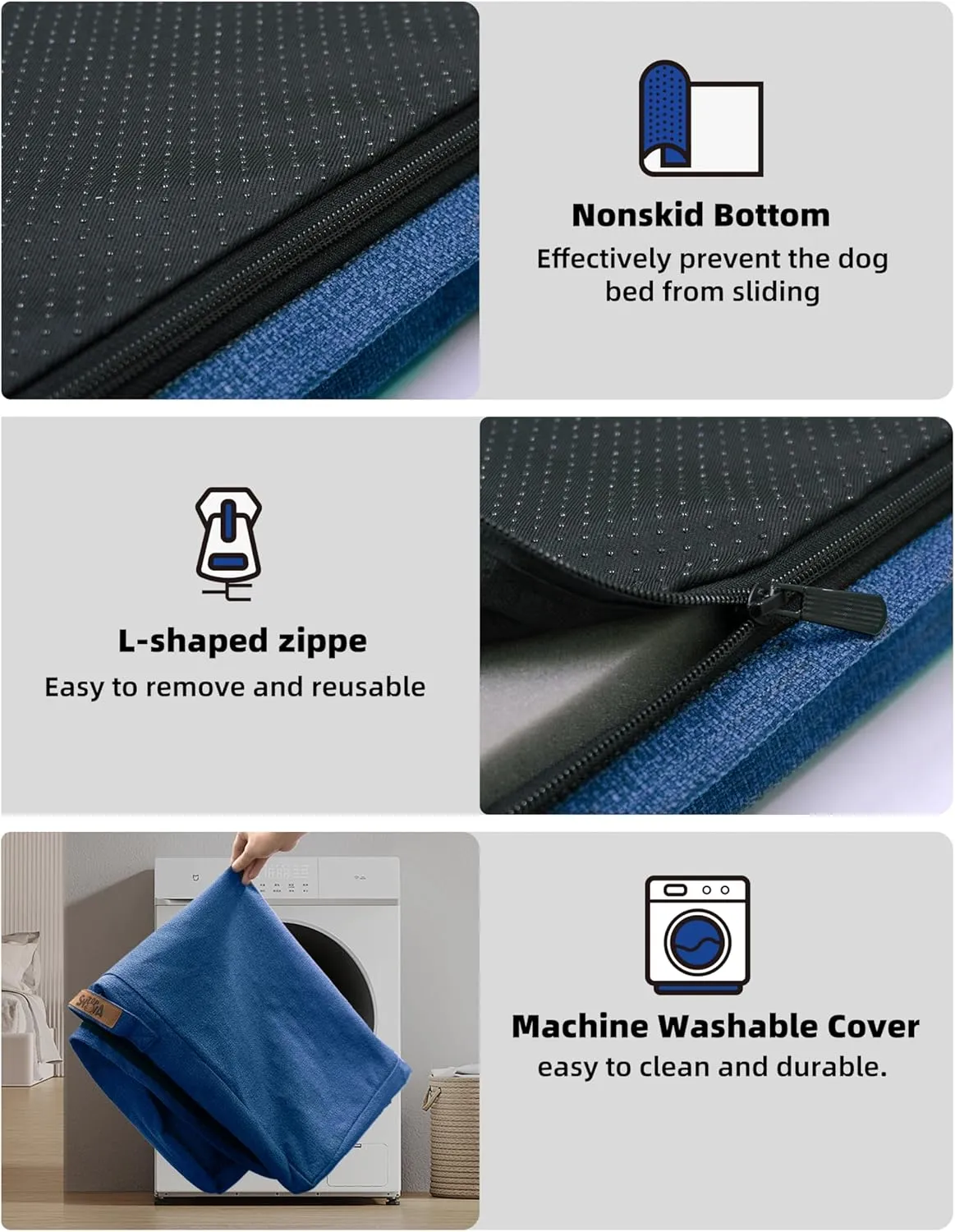 Sytopia 36" Chew-Proof Dog Bed, L, Outdoor Waterproof Pet Bed for Large Dogs, Washable, Orthopedic, Dog Crate Pad, Navy Blue