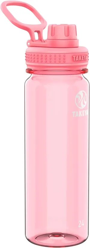 Takeya Tritan Sport Water Bottle with Spout Lid - BPA-Free & Dishwasher-Safe Water Bottle - Reusable Bottle with Lid Handle - Simple Leak-Proof Water Bottle - 24 oz, Flutter Pink