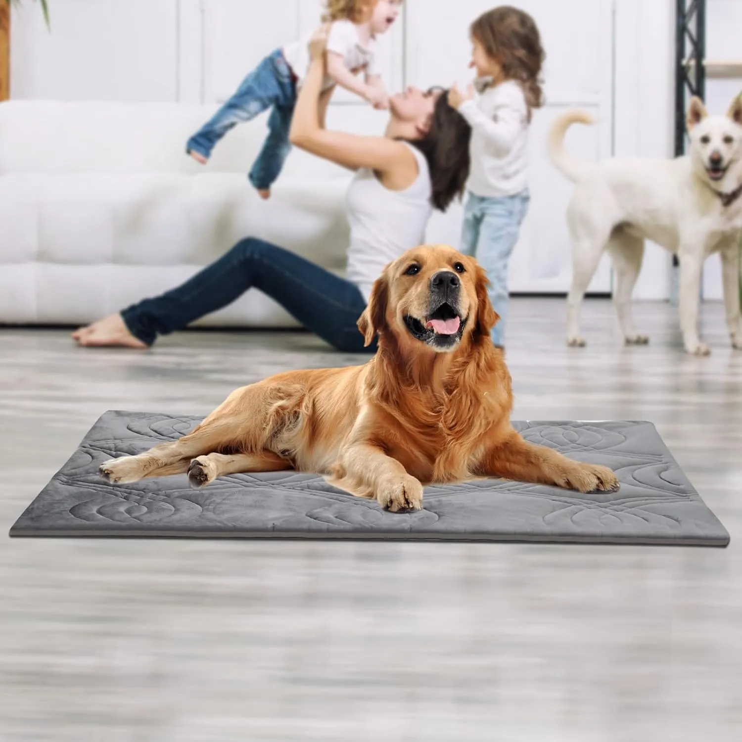 Thirdream Iced 2.0 Dog Self-Cooling Mat for Large Dog, 59"x40", Washable Summer Pet Cooling Pad for Crate Bed Kennels Sofa Floors Outdoor Portable Dark Grey