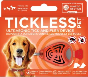 Tickless Pet Ultrasonic Tick and Flea Device Orange | Fragrance-Free Protection for Cats and Dogs Lasts 6 Months | On Collar and Harness | Safety in Nature and Cities