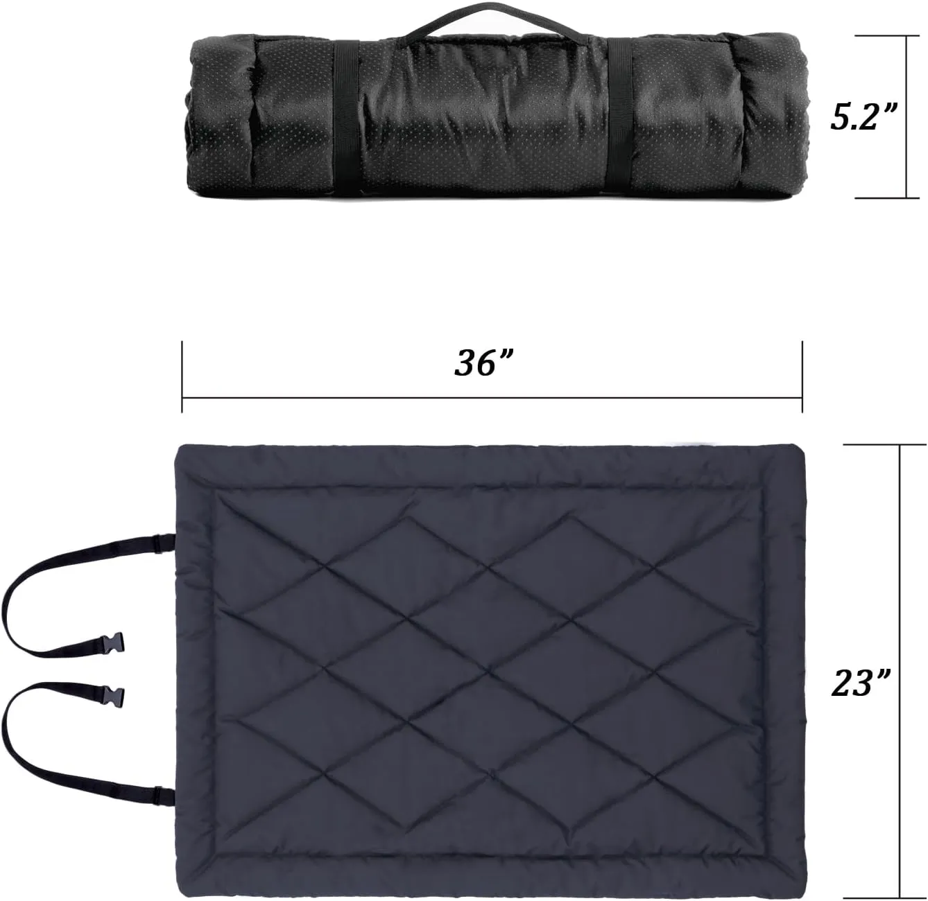 Travel Dog Bed, Portable Waterproof Anti-Slip Dog Camping Bed Mat with Carry Handles for cat or Other pet, Machine Washable, 36 * 23 Dark Blue