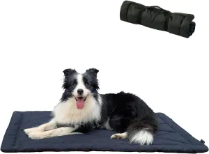 Travel Dog Bed, Portable Waterproof Anti-Slip Dog Camping Bed Mat with Carry Handles for cat or Other pet, Machine Washable, 36 * 23 Dark Blue