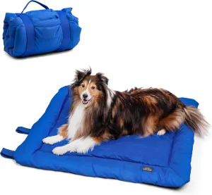 Travel Dog Beds, Foldable, Water Resistant, Machine Washable Dog Bed, Dog Bed for Medium Size Dog, Portable Indoor/Outdoor Dog Bed for Camping, Parks, or Home, Dark Blue