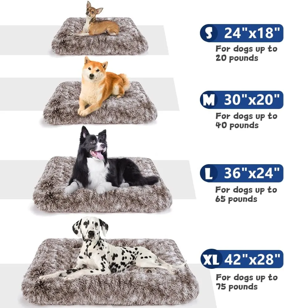 ULIGOTA Dog Bed Crate Pad Plush Soft Dog Crate Bed for Small Medium Large Dogs and Cats Washable Anti-Slip Kennel Crate Mats for Sleeping and Anti AnxietyS