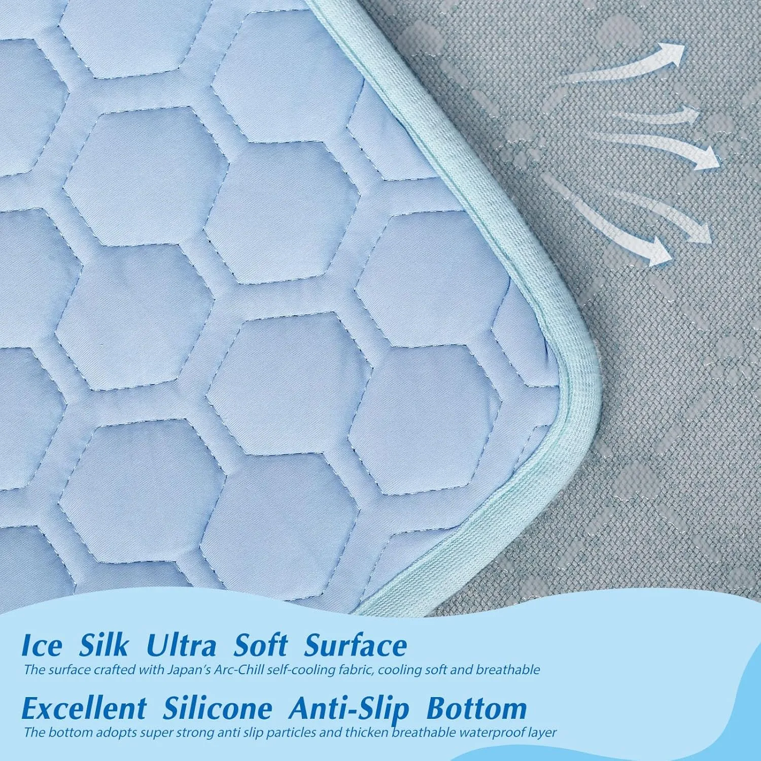 Upgraded Self-Cooling Mat for Dogs & Cats - Thicken Washable, Non-Toxic, Foldable & Non-Slip Dog Cooling mat Pet Cooling Pad for Indoor, Outdoor, Car Kids and Adults Use- Perfect for Summer