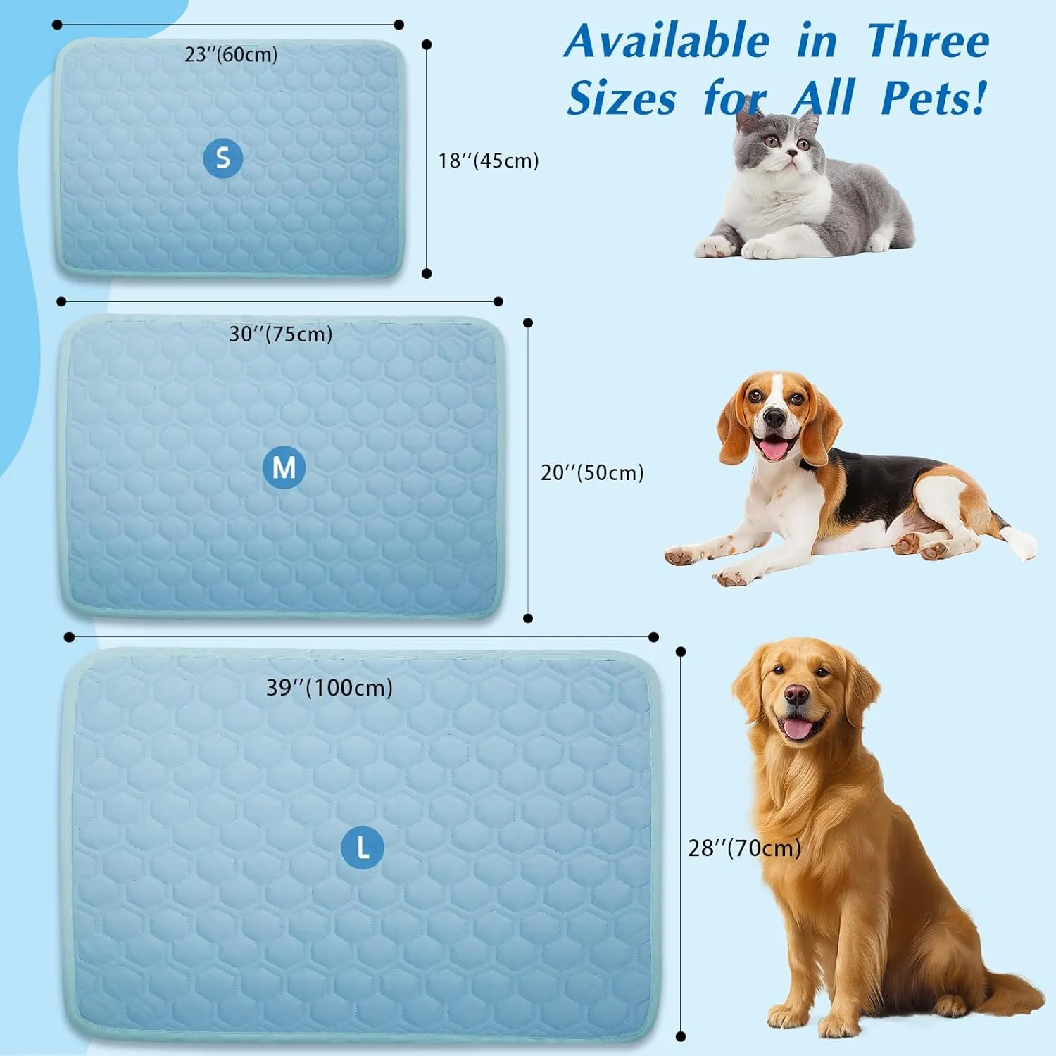 Upgraded Self-Cooling Mat for Dogs & Cats - Thicken Washable, Non-Toxic, Foldable & Non-Slip Dog Cooling mat Pet Cooling Pad for Indoor, Outdoor, Car Kids and Adults Use- Perfect for Summer