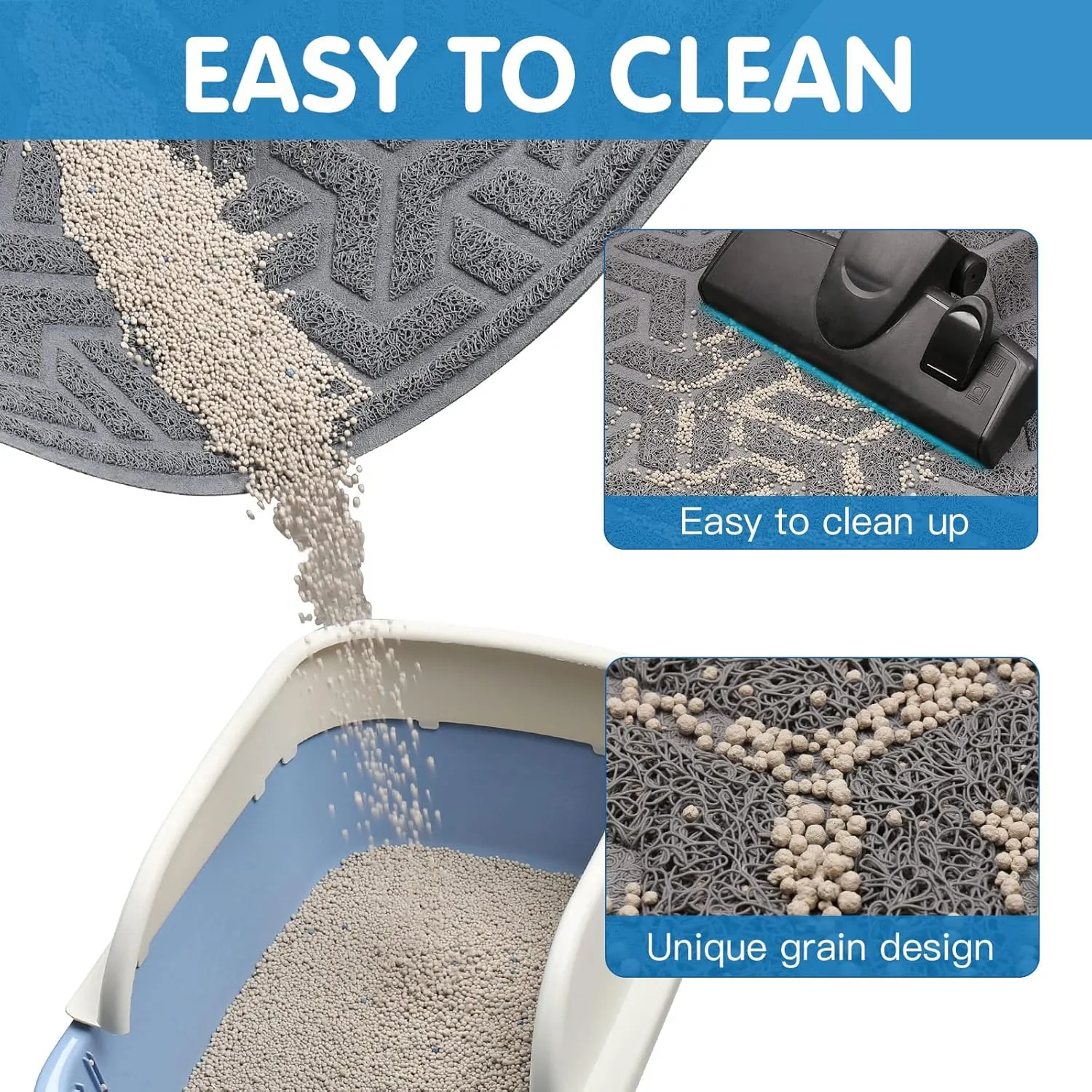UPSKY Cat Litter Mat, Litter Trapping Mat Soft on Kitty Paws, Large Litter Box Mat 35" x 24" Scatter Control for Cat Litter, Waterproof and Extra Large Litter Box Carpet