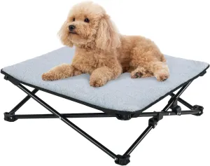 Veehoo 22" Small Outdoor Elevated Dog Cot, Travel Foldable Dog Bed, 2 in 1 Portable Camping Cat Hammock with Removable Reversible Cotton Pad, Suitable for Winter and Summer, CWC2454CP