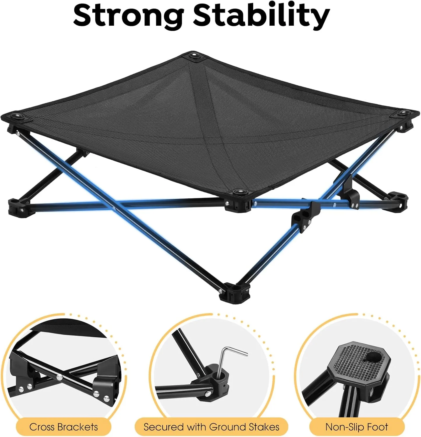 Veehoo 22" Small Outdoor Elevated Dog Cot, Travel Foldable Dog Bed, 2 in 1 Portable Camping Cat Hammock with Removable Reversible Cotton Pad, Suitable for Winter and Summer, CWC2454CP