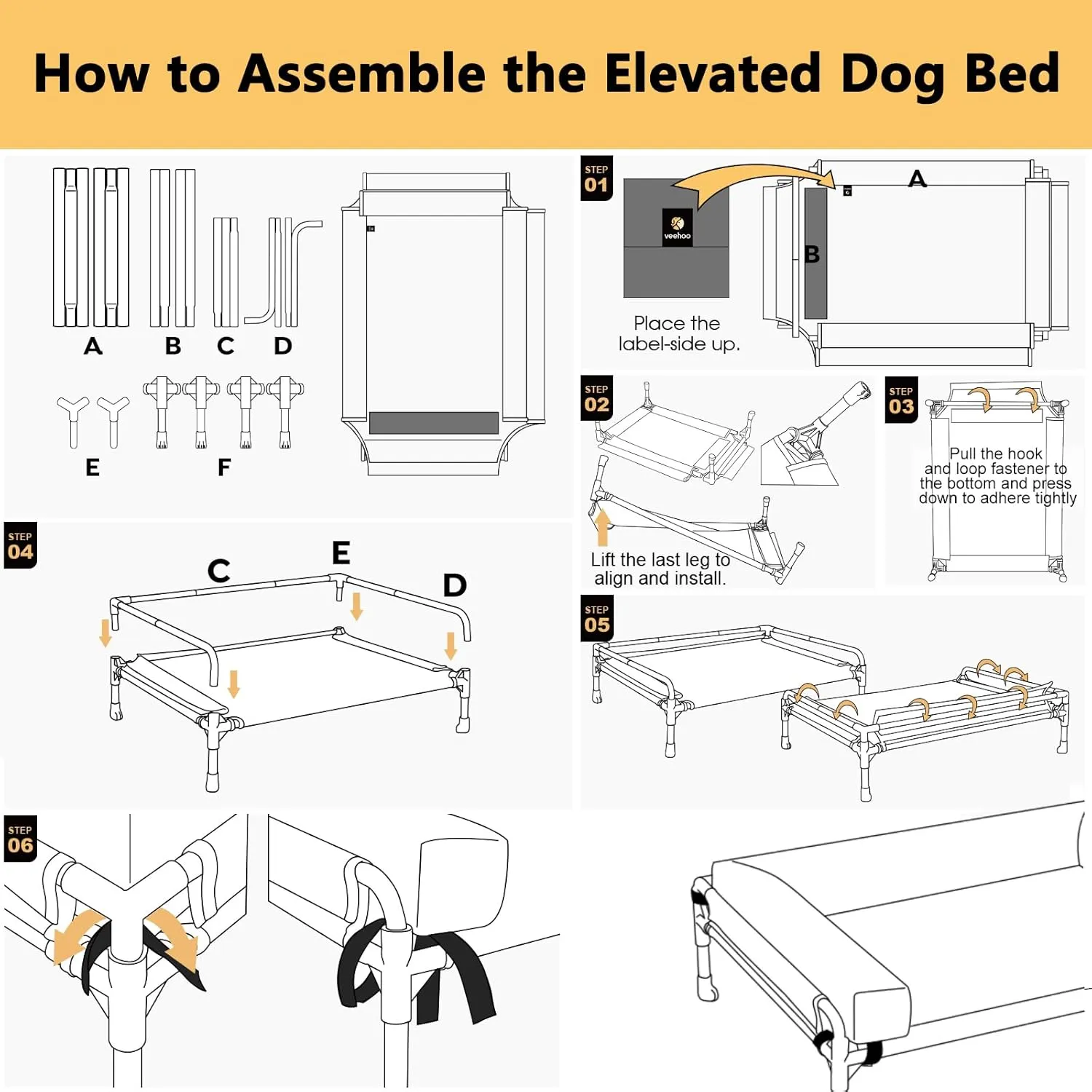 Veehoo Elevated Raised Dog Bed-Cooling Outdoor Dog Cot Bed for Medium Sized Dogs Three-Sided Fence Raised Pet Cot with Mesh &No-Slip Feet Dog Hammock Bed with Removable Bolster-29 x 18" Beige Coffee