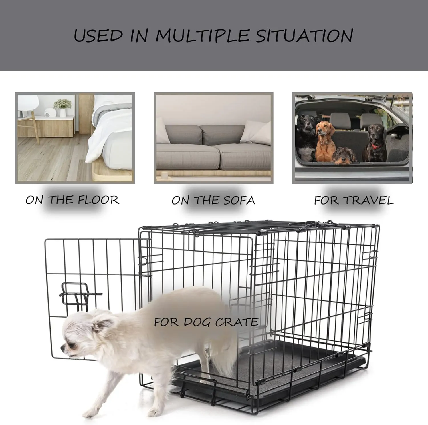 Washable Dog Bed Mat Reversible Dog Crate Pad Soft Fluffy Pet Kennel Beds Dog Sleeping Mattress for Large Jumbo Medium Small Dogs, 41 x 27 Inch, Gray