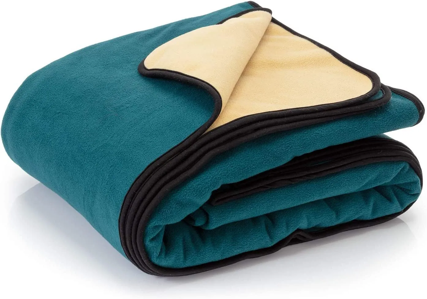 Waterproof Blanket for Bed - Waterproof Dog Blanket for Large Dogs - Pet Blankets for Bed/Couch/Dog Crate, Soft Reversible Furniture Protector, Perfect for Couples or Pets, Navy Teal/Beige