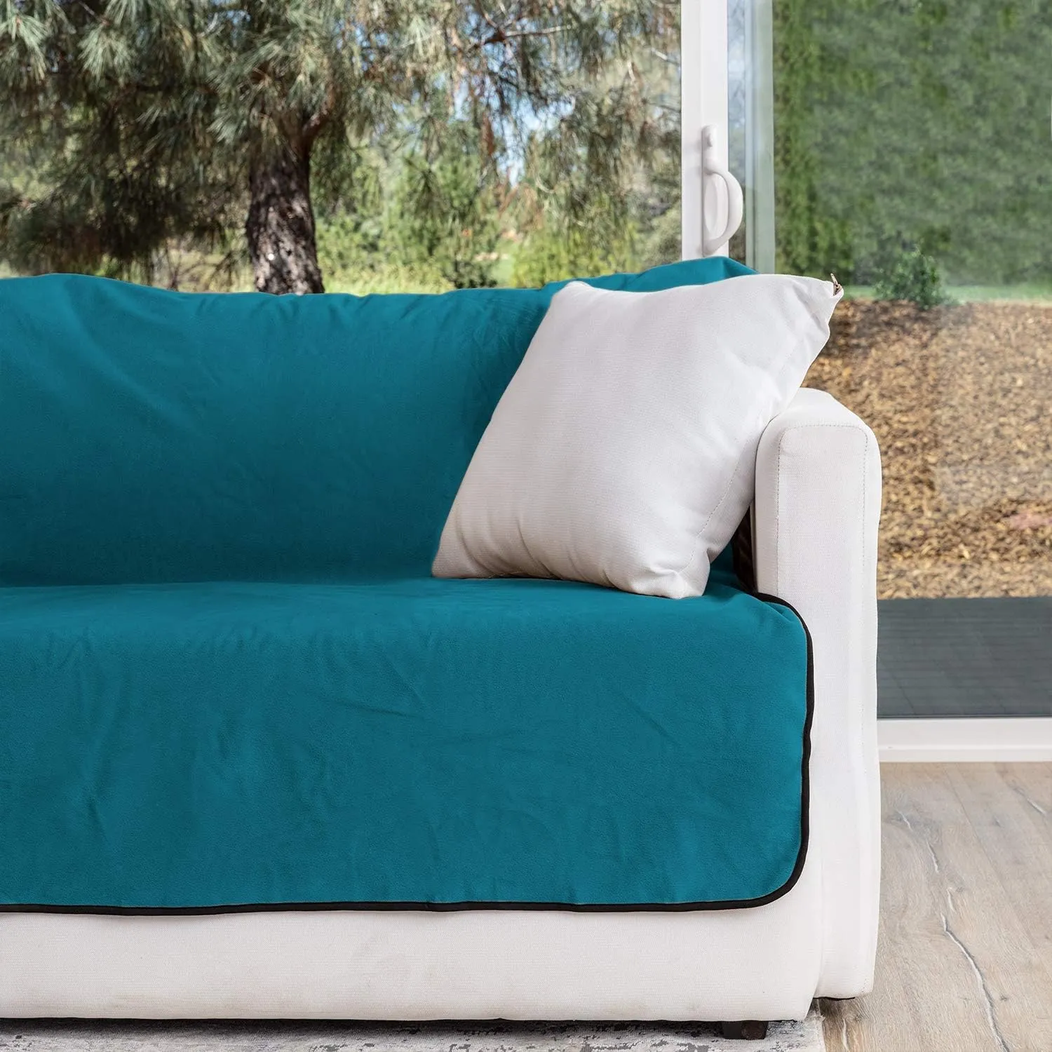Waterproof Blanket for Bed - Waterproof Dog Blanket for Large Dogs - Pet Blankets for Bed/Couch/Dog Crate, Soft Reversible Furniture Protector, Perfect for Couples or Pets, Navy Teal/Beige