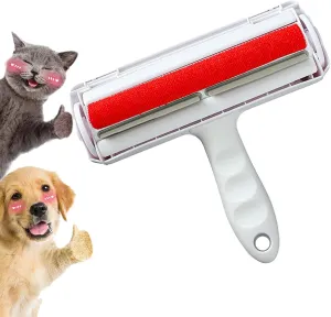 White Pet Hair Remover - Reusable Lint Roller for Cat & Dog Hair on Couch, Carpets, Car Seats & Medical Facilities | Self-Cleaning Base for Multi-Pet Homes (Home/Clinic/Travel Use)