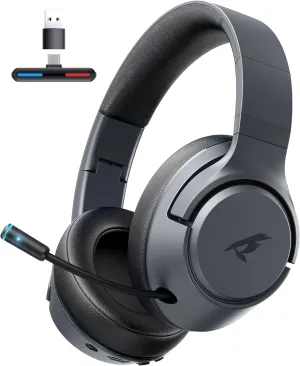 Wireless Gaming Headset for Nintendo SwitchOLEDLite,2.4Ghz USB & Type-C Bluetooth 5.4 Gaming Headphones with Noise Cancelling Microphone, 40Hr Battery, for PS5, PS4, PC, Mac, Laptop, Grey