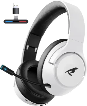 Wireless Gaming Headset for Nintendo SwitchOLEDLite,2.4Ghz USB & Type-C Bluetooth 5.4 Gaming Headphones with Noise Cancelling Microphone, 40Hr Battery, for PS5, PS4, PC, Mac White and Black 