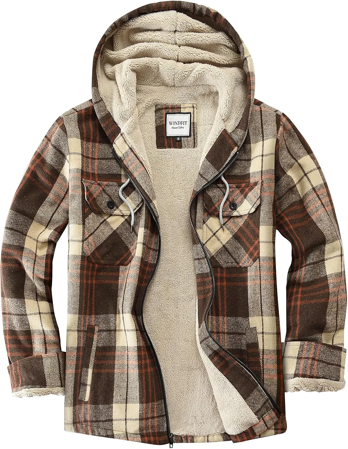 Women's Full Zip Fleece Flannel Jacket Plaid Sherpa Lined Jacket for Women