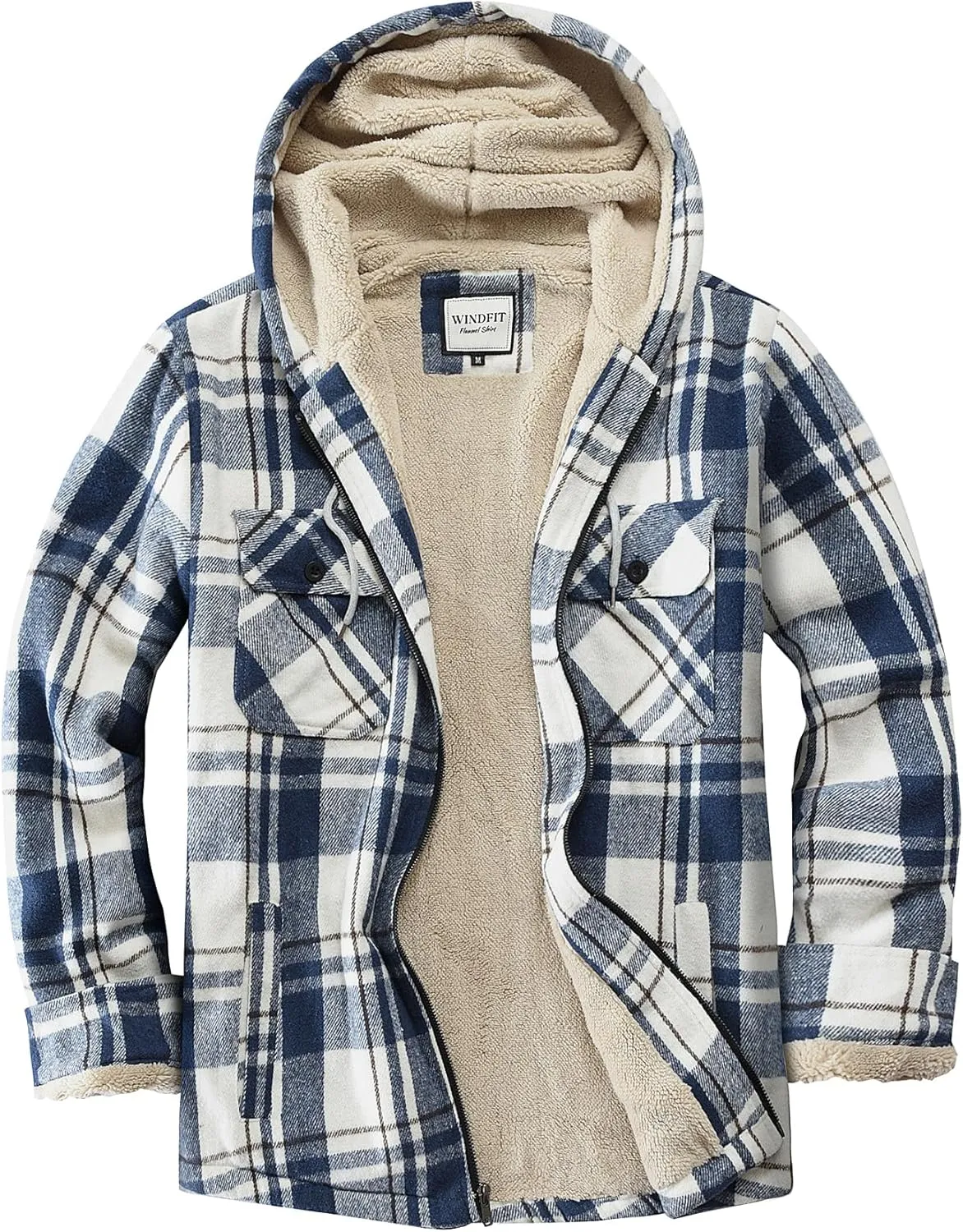 Women's Full Zip Fleece Flannel Jacket Plaid Sherpa Lined Jacket for Women
