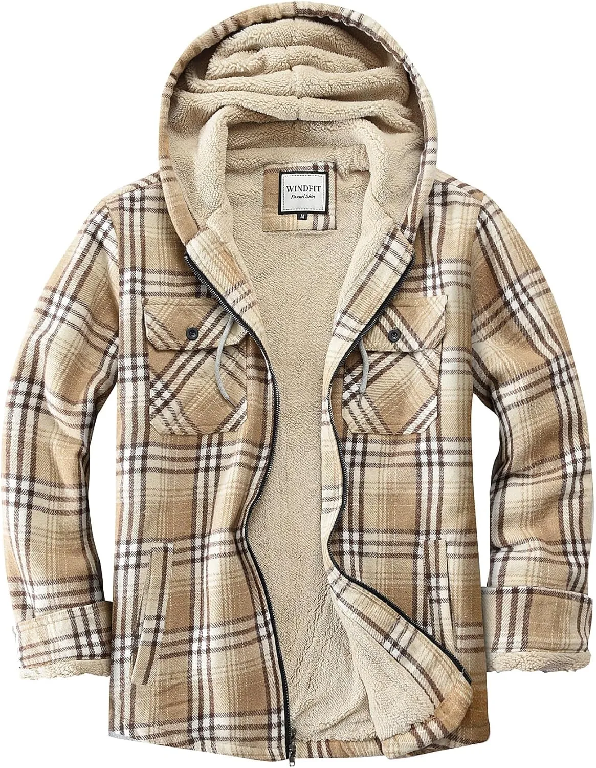 Women's Full Zip Fleece Flannel Jacket Plaid Sherpa Lined Jacket for Women