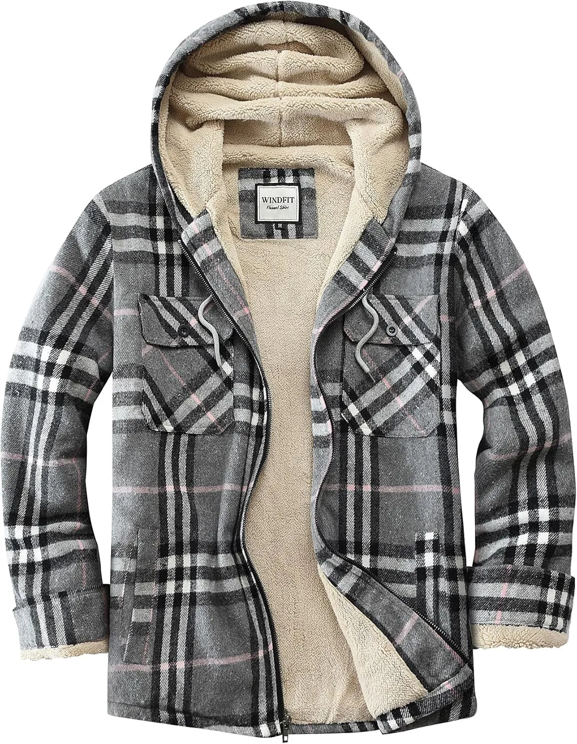 Women's Full Zip Fleece Flannel Jacket Plaid Sherpa Lined Jacket for Women