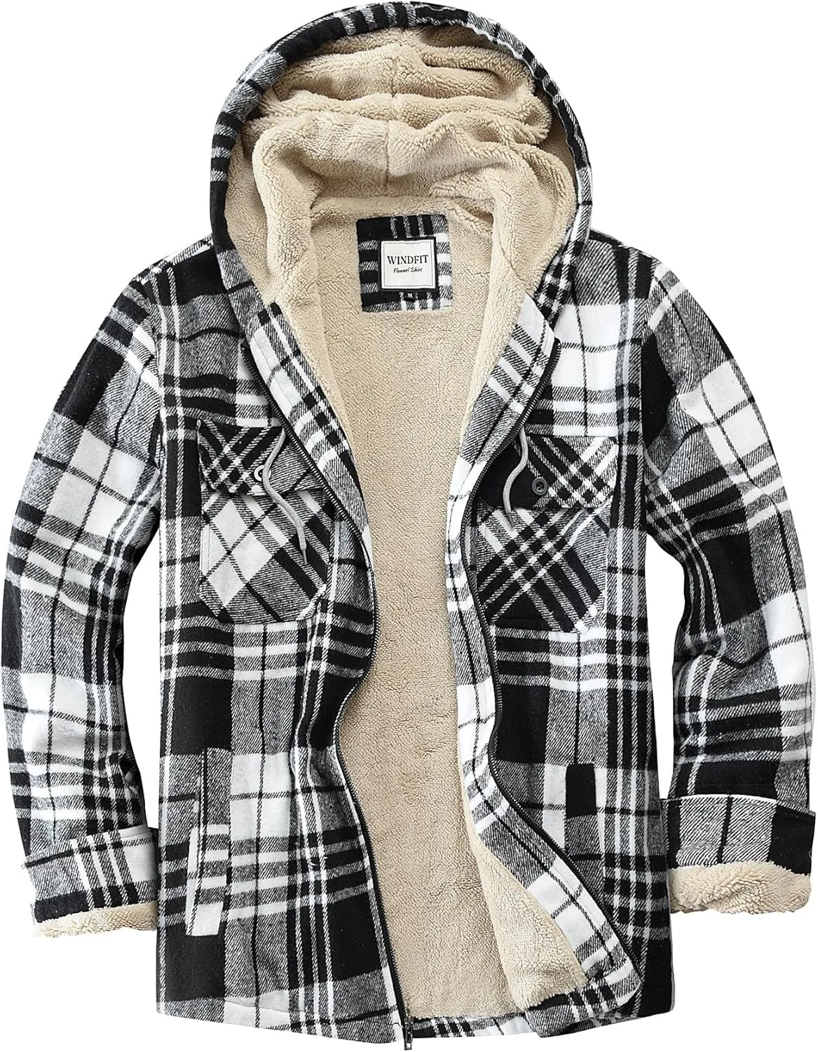 Women's Full Zip Fleece Flannel Jacket Plaid Sherpa Lined Jacket for Women