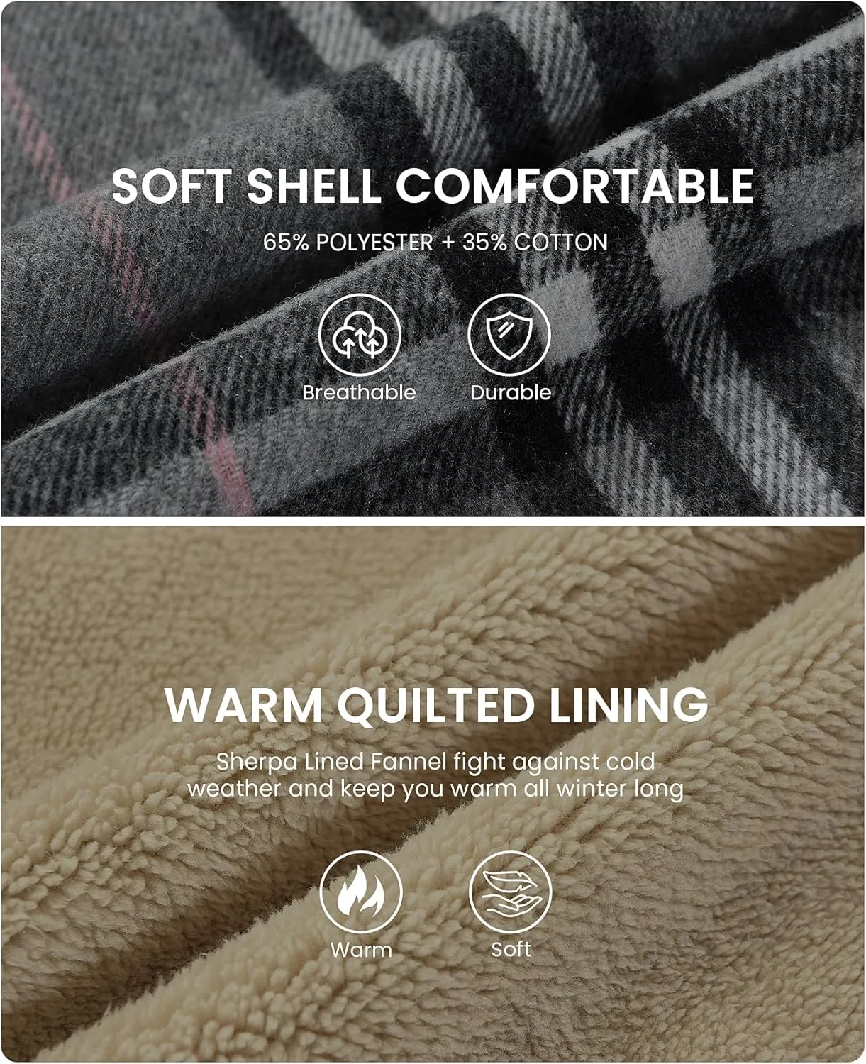 Women's Full Zip Fleece Flannel Jacket Plaid Sherpa Lined Jacket for Women