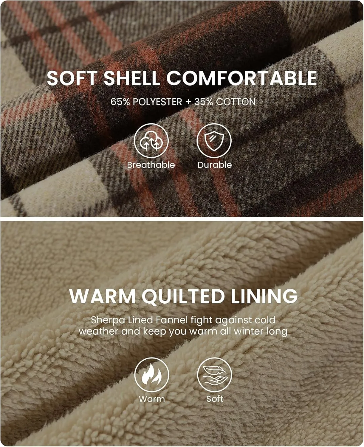 Women's Full Zip Fleece Flannel Jacket Plaid Sherpa Lined Jacket for Women