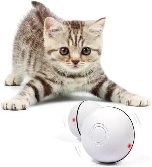 YOFUN Smart Interactive Cat Toy - Upgraded 360 Degree Self Rotating Ball, USB Rechargeable Wicked Ball, Build-in Spinning Led Light, Stiulate Hunting Instinct for Your Kitty (White)